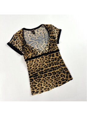 vintage Roberto Cavalli leopard print short sleeve top